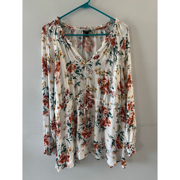 Torrid Womens Floral Peasant Top Size 2X Cream Blouse Lightweight Feminine - Picture 1 of 8